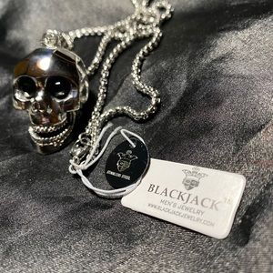Stainless steel skull necklace Black Jack